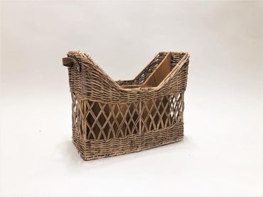 Rattan - Magazine - Korb mit Ledergriff
