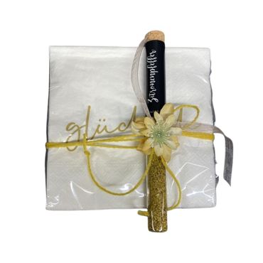 Serviettengeschenk | glücklich | Zitronenpfeffer | Geschenkidee | Mitbringsel