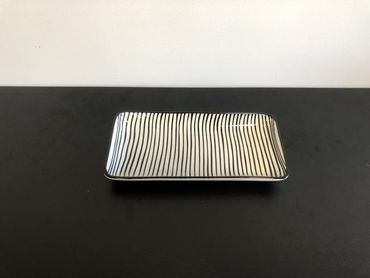 Teller länglich | weiss & schwarz gestreift | Stripes | Geschirr