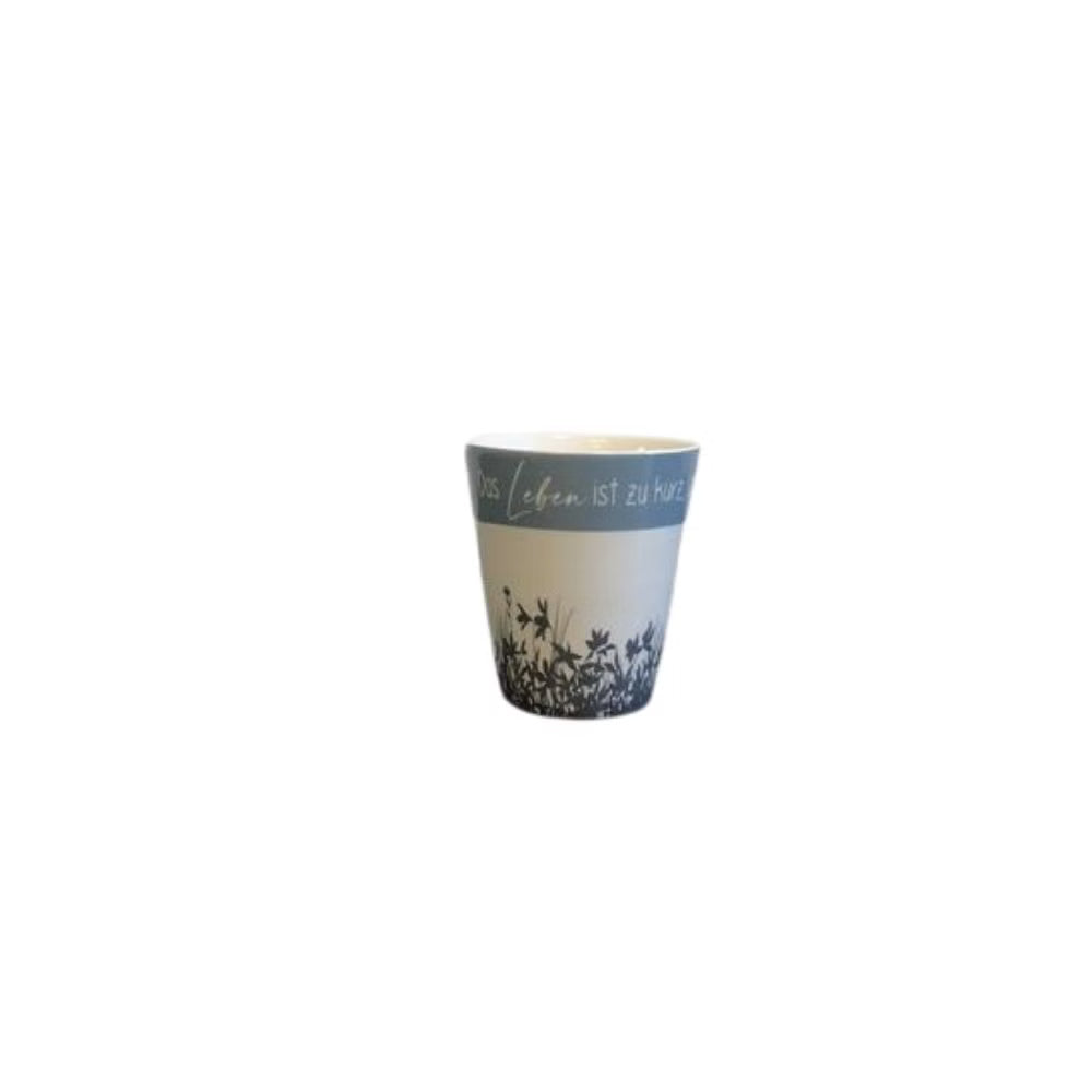 Tasse | Spruch "Das Leben ist zu kurz..." | weiss & blau | Geschenk | Geschirr