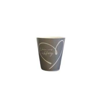 Tasse | Spruch "warm ums Herz" | weiss & grau | Geschenk | Geschirr