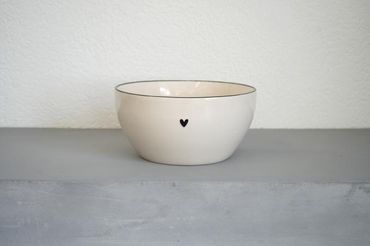 Schüssel | weiss & schwarz | mit Herz | Geschirr | ø 23.5cm