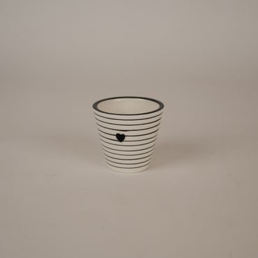 Espresso Tasse | weiss & schwarz gestreift | mit Herz | Geschirr 