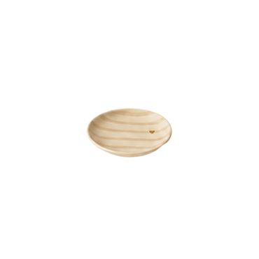 kleiner Teller | Dessertteller | Geschirr | Herz Gold | Beige gestreift