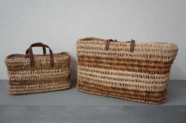 Palmblatt-Tasche, Tasche, Badetasche gestreift - 4teiliger Satz