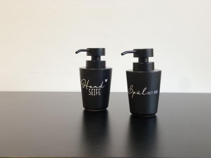 Seifenspender schwarz "Handseife"