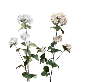Kunstblumenzweig Hortensie weiss und hellrosa