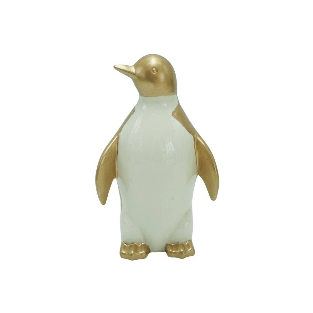 Pinguin | Porzellan | weiss / gold | Weihnachtsdeko | Winter