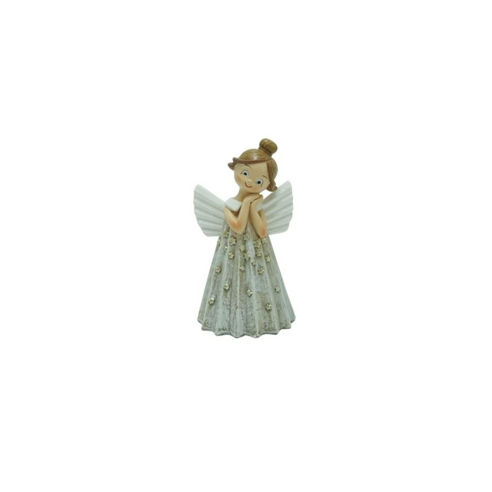 Engel mit Rock | Engel Polyresin Silber | Dekoengel silber | Engelfigur | Engeldeko