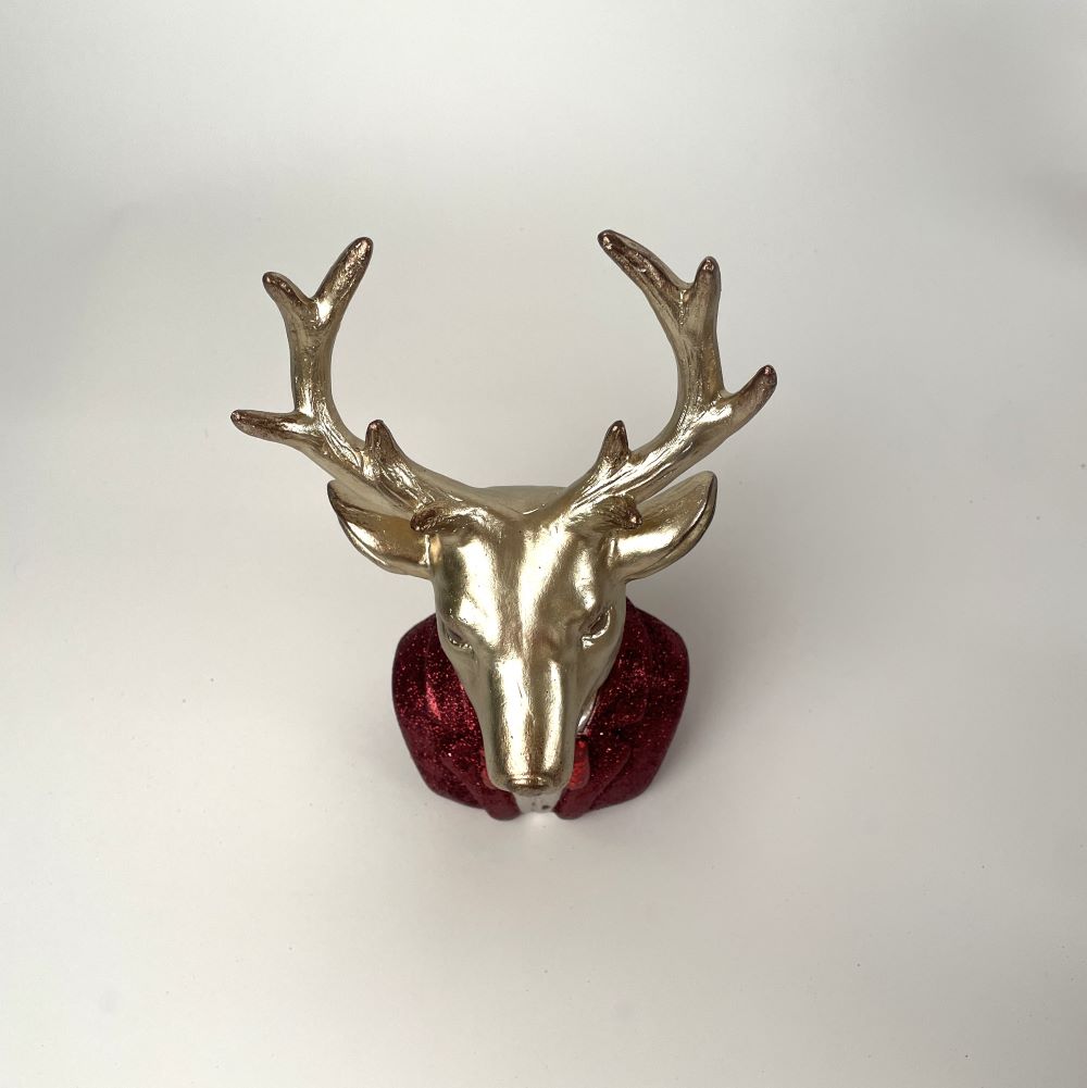 Rentier | Dekofigur | Rot | Gold | Weihnachtsdeko 