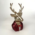 Rentier | Dekofigur | Rot | Gold | Weihnachtsdeko 