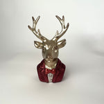 Rentier | Dekofigur | Rot | Gold | Weihnachtsdeko 