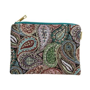 Kosmetiktasche gewebt Paisley Grün blau