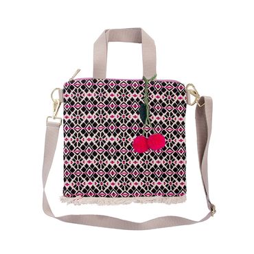 Umhängetasche Majoie | Pink-schwarzes Muster | Stofftasche | Alltagstasche  | Tasche pink schwarz