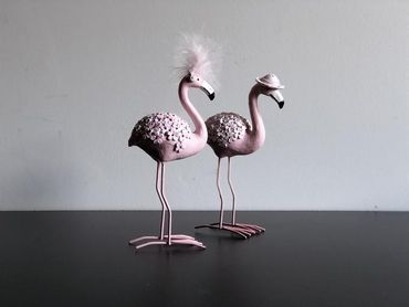 Flamingo | Hut | Federn | Polyresin | Grösse 1 