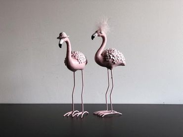 Flamingo | Hut | Federn | Polyresin | Grösse 2 