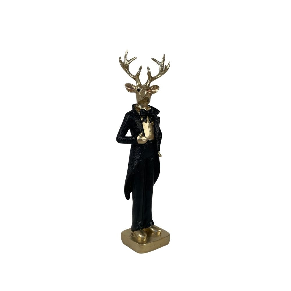 Hirsch | im Anzug | Schwarz | Gold | Weihnachtsdeko