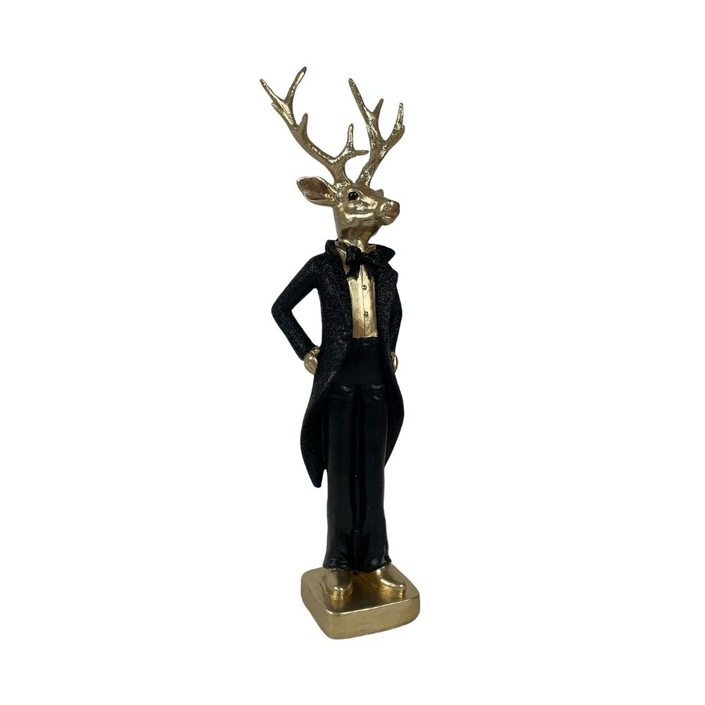 Hirsch | im Anzug | Schwarz | Gold | Weihnachtsdeko