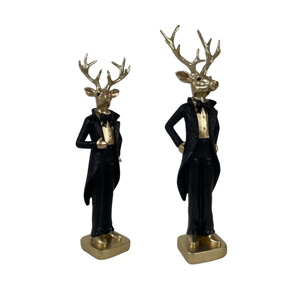 Hirsch | im Anzug | Schwarz | Gold | Weihnachtsdeko