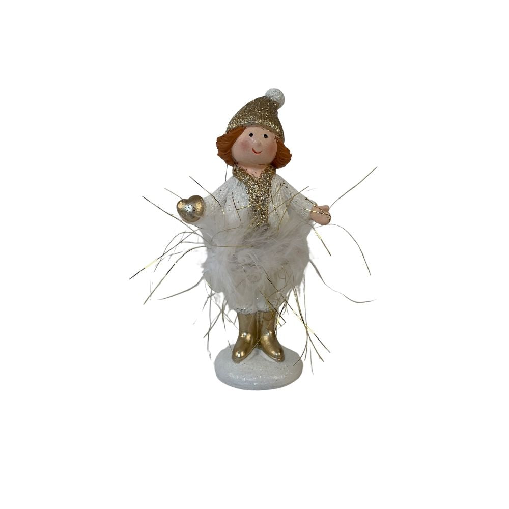 Wintermädchen | Weiss | Gold | Weihnachtsdeko | Geschenkidee