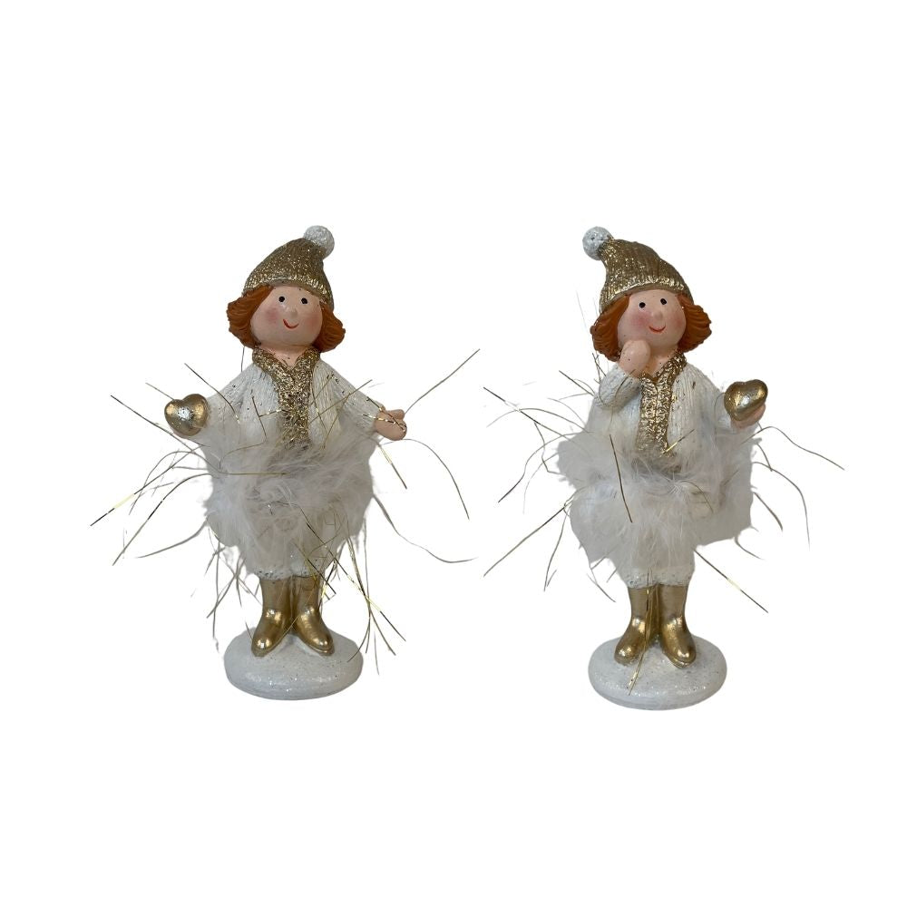 Wintermädchen | Weiss | Gold | Weihnachtsdeko | Geschenkidee