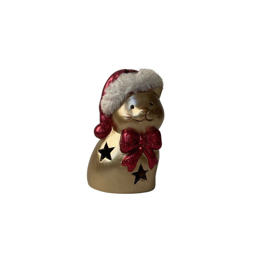 Katze | Weihnachten | X-Mas Deko | Gold | Rot
