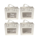 Papiertüte | Geschenk | Verpackung | beschriftet | Weiss