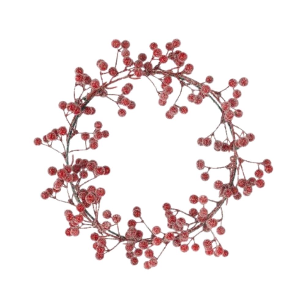 künstlicher Beerenkranz | rot | geeist | ø 30cm | Floristik