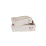 Holzkiste | weiss | graues Herz | 2 Grössen | 2er Set