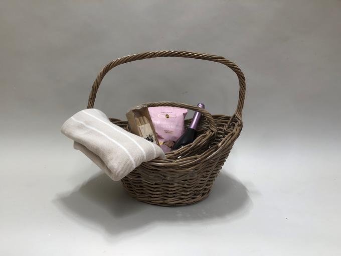Ausstellkorb Rattan grau mit Henkel (ohne Inhalt)