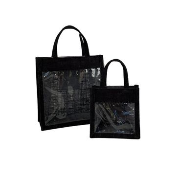 Jutetasche | schwarz | mit Sichtfenster | Geschenkverpackung | Geschenkidee