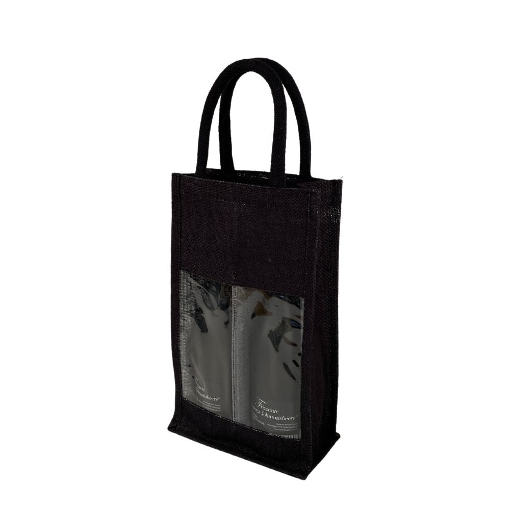 Jutetasche | schwarz | Weinverpackung | Schenken | Wiederverwendbar