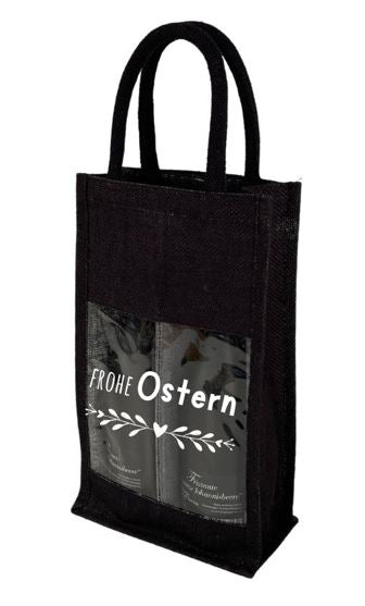 Jutetasche | schwarz | Frohe Ostern | Geschenkverpackung | Das Leben feiern