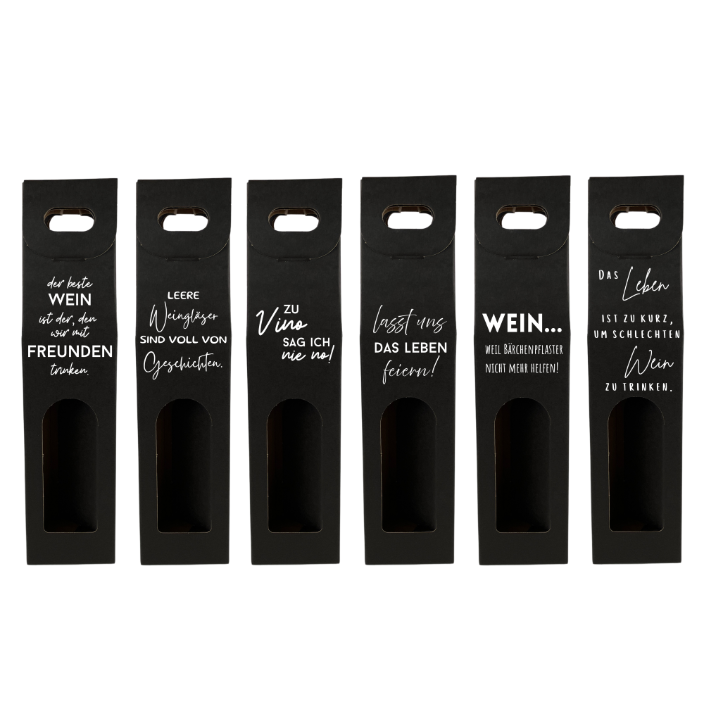 Weinkarton | Schwarz | Geschenkverpackung Wein | Beschriftet | Kartonverpackung
