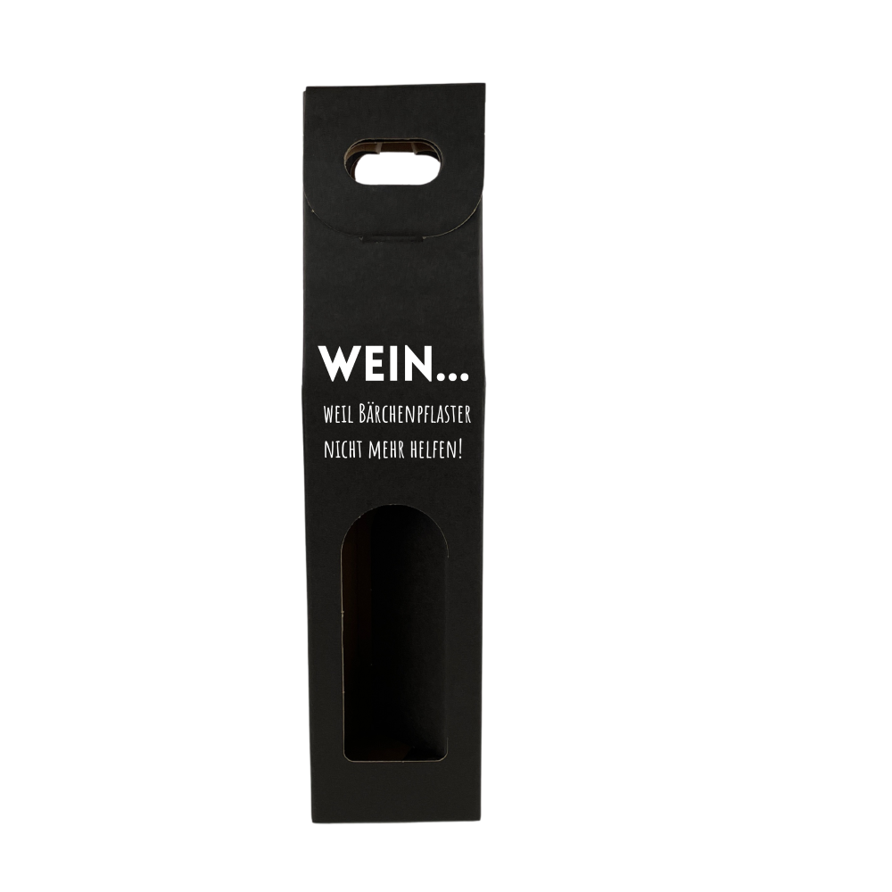 Weinkarton | Schwarz | Geschenkverpackung Wein | Beschriftet | Kartonverpackung