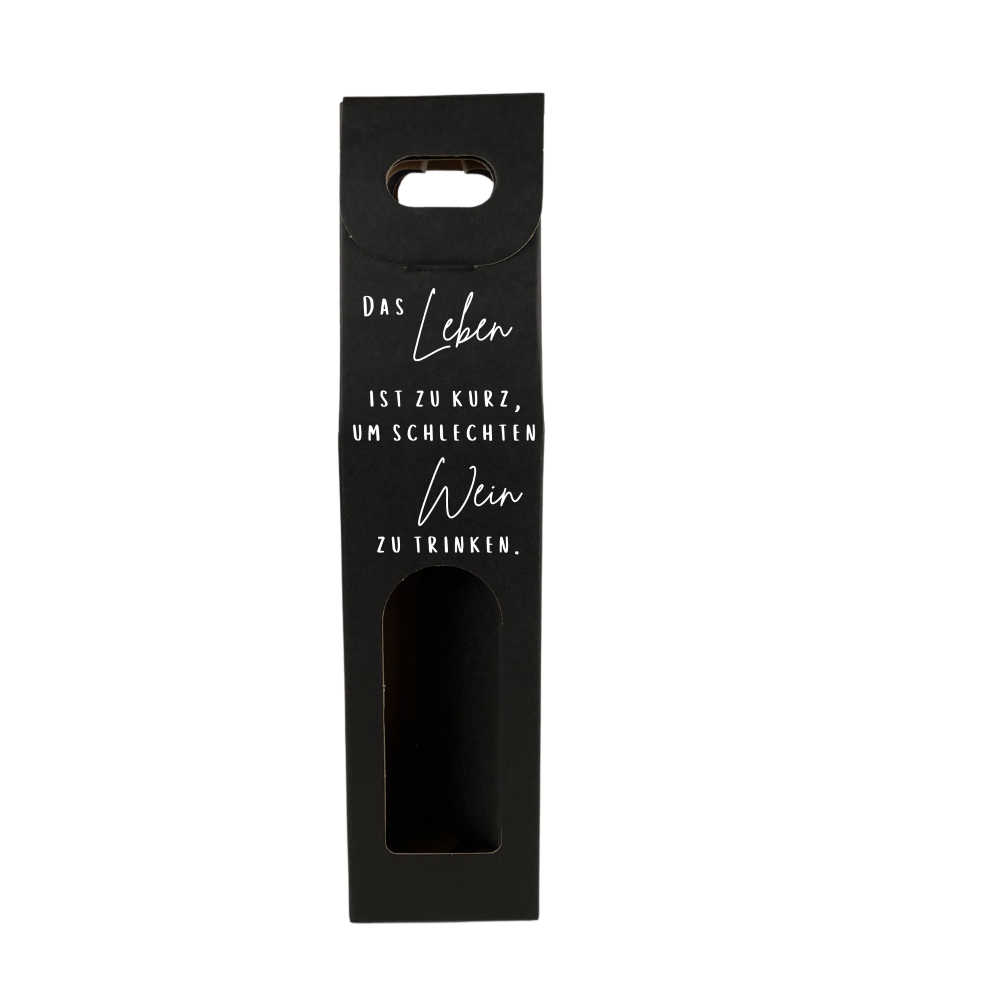 Weinkarton | Schwarz | Geschenkverpackung Wein | Beschriftet | Kartonverpackung