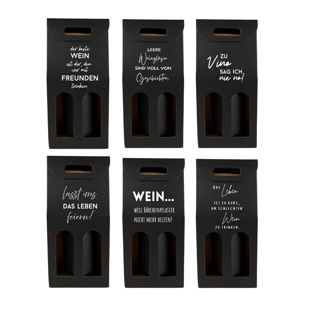 Weinkarton | Schwarz | Geschenkverpackung Wein | Weinbox Karton | beschriftet