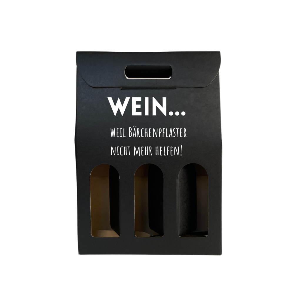 Weinkarton | Schwarz | Geschenkverpackung Wein | Weinbox Karton | mit Spruch