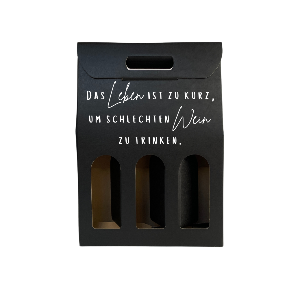Weinkarton | Schwarz | Geschenkverpackung Wein | Weinbox Karton | mit Spruch