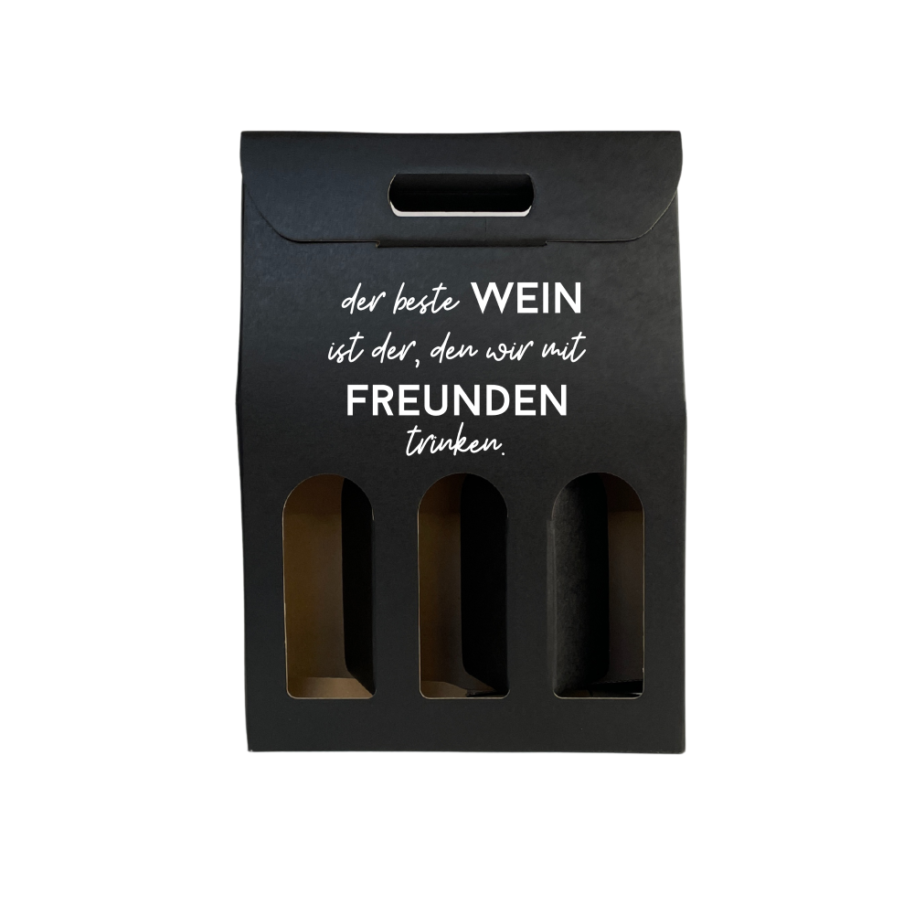 Weinkarton | Schwarz | Geschenkverpackung Wein | Weinbox Karton | mit Spruch