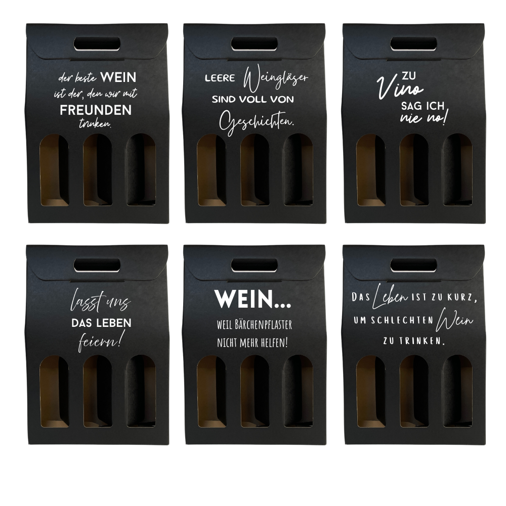 Weinkarton | Schwarz | Geschenkverpackung Wein | Weinbox Karton | mit Spruch