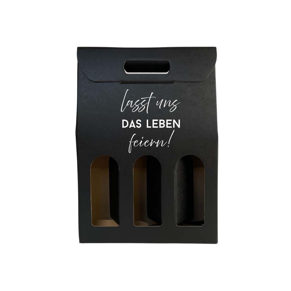 Weinkarton | Schwarz | Geschenkverpackung Wein | Weinbox Karton | mit Spruch