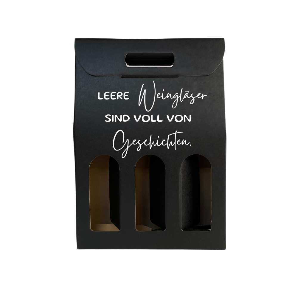 Weinkarton | Schwarz | Geschenkverpackung Wein | Weinbox Karton | mit Spruch