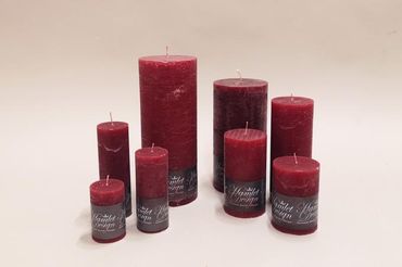 Stumpenkerze | burgundy | Stumpenkerzen in verschiedenen Grössen | Tischdekoration | Weihnachten