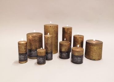 Stumpenkerze | gold | Stumpenkerzen in verschiedenen Grössen | Tischdekoration | Weihnachten