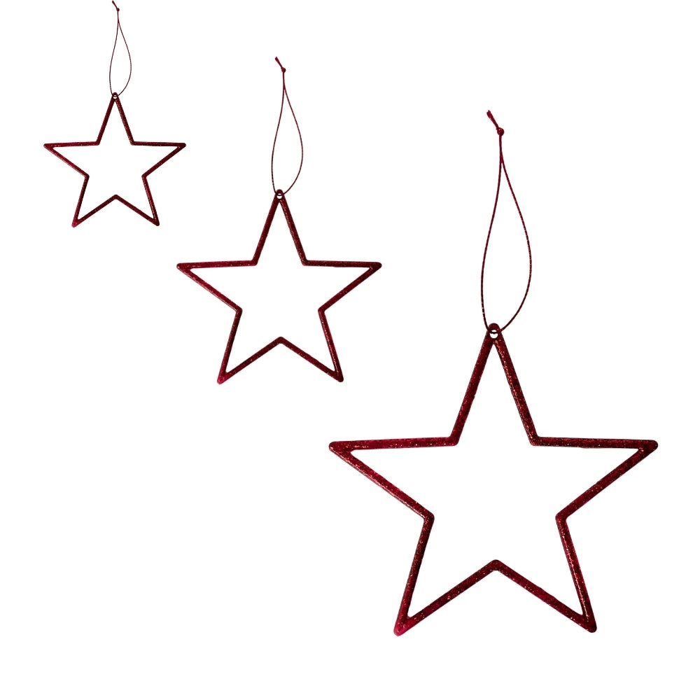 Stern | Hänger | Glittereffekt | rot | 3 Grössen