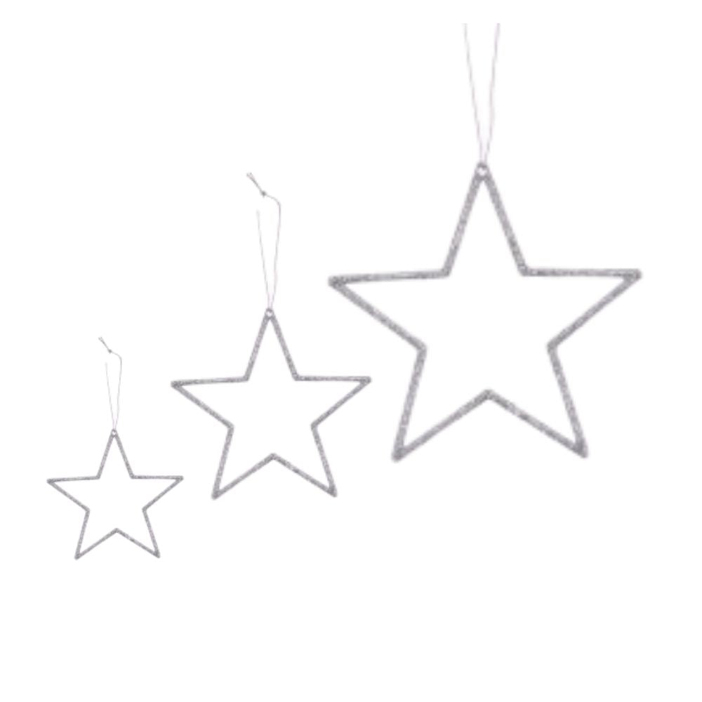 Stern | Hänger | Glittereffekt | silber | 3 Grössen