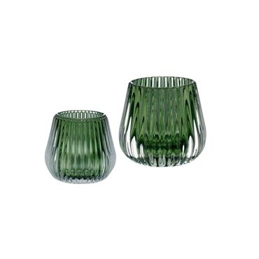 Teelicht | Diamond | Glas | dunkelgrün | 2 Grössen