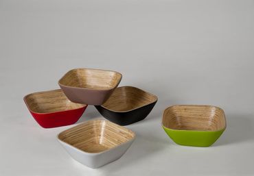 Bambus Schale | eckig | innen Bambus | aussen farbig | 20cm