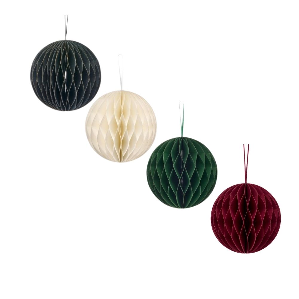 Papierhänger | Kugel | 4 Farben | Magnetverschluss | Weihnachtsdekoration